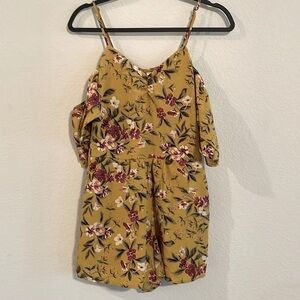 Xhilaration Women's Romper Small Yellow Floral Ruffled Girlhoodcore Coquette